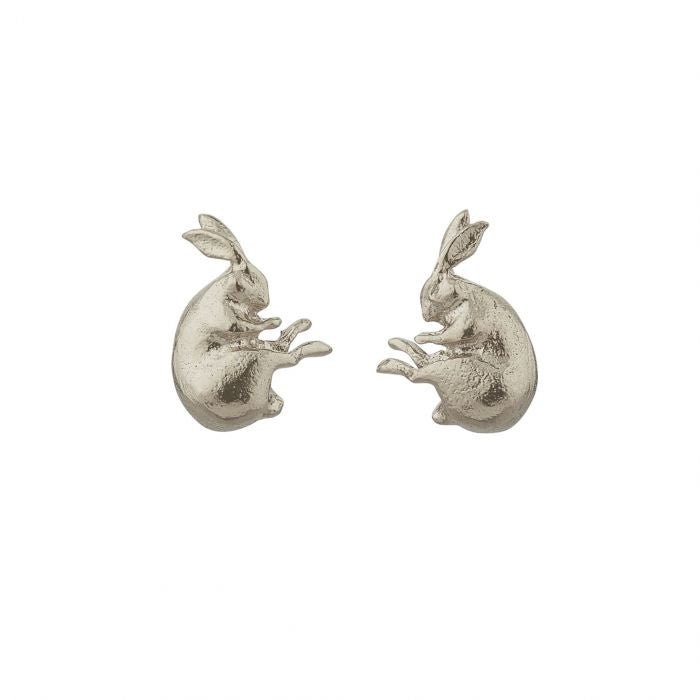 Sleeping Hare Stud Earrings by Alex Monroe