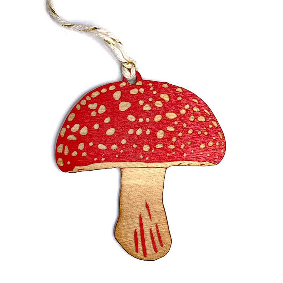 Amanita Mushroom Wood Ornament