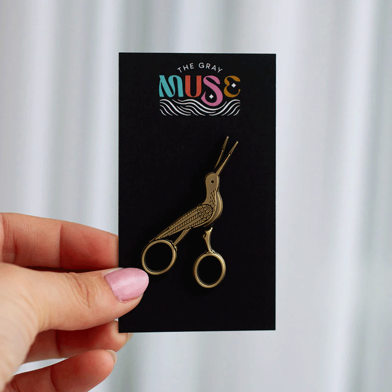 Embroidery Crane Scissors Pin