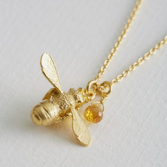 Honey Bee and Citrine Necklace by Alex Monroe