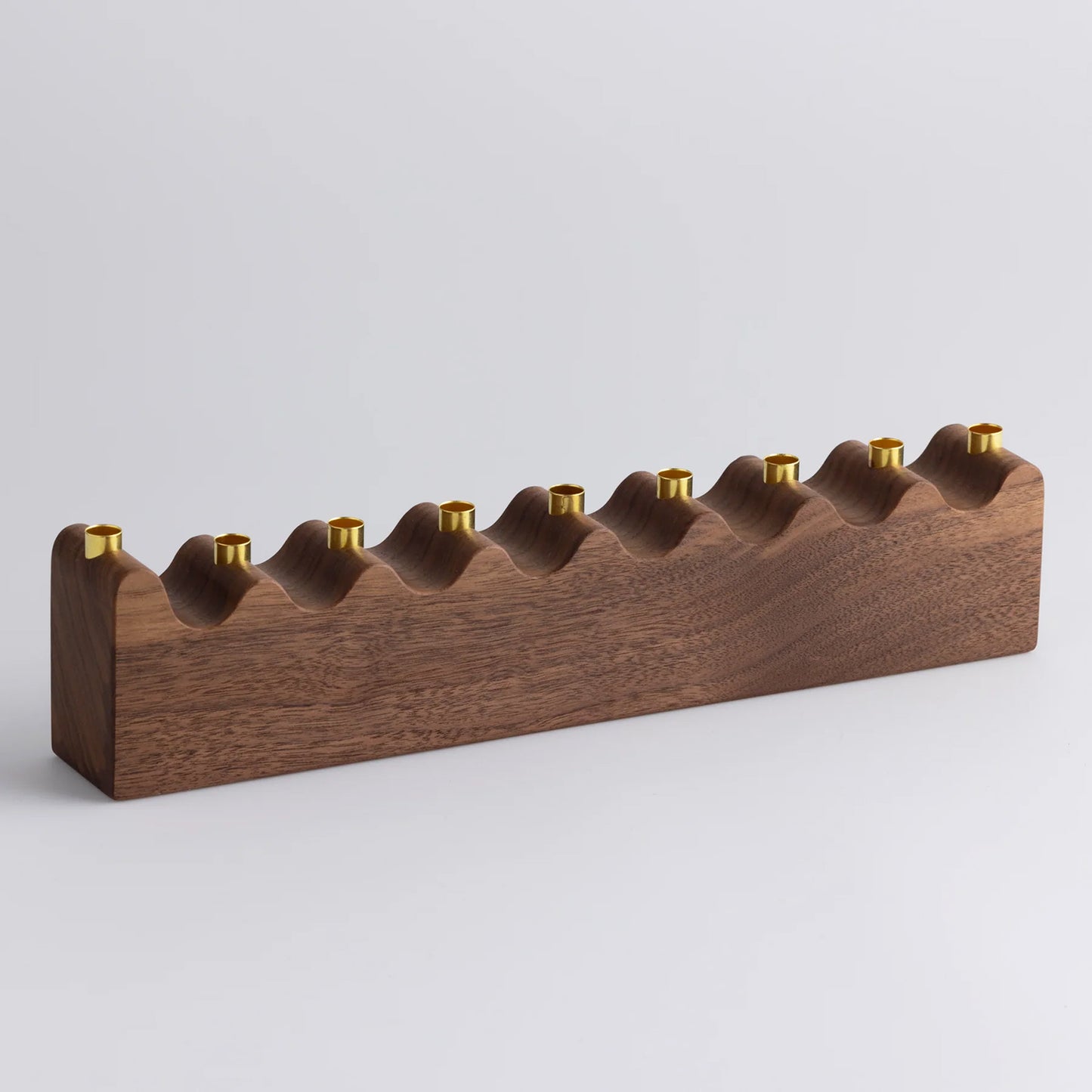 Wave Menorah in Solid Walnut