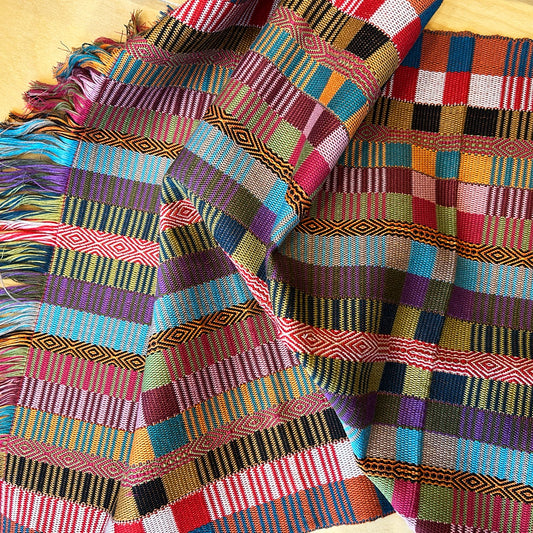 Handwoven Cotton and Rayon Table Runner - Warm Tones