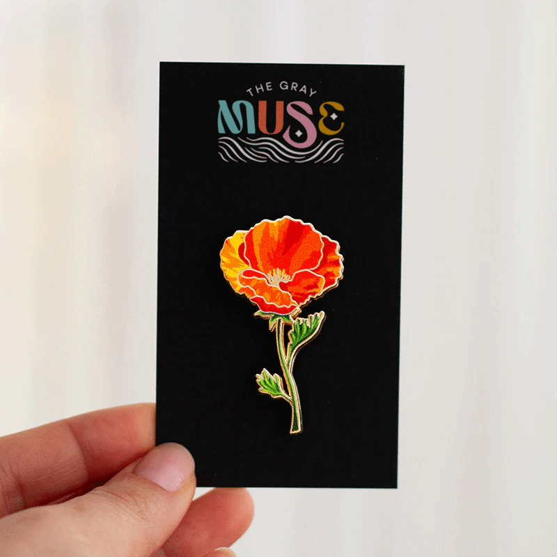 California Poppy Floral Enamel Pin