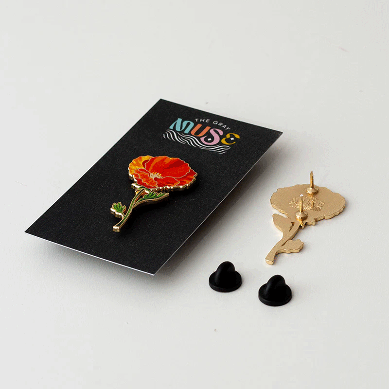 California Poppy Floral Enamel Pin