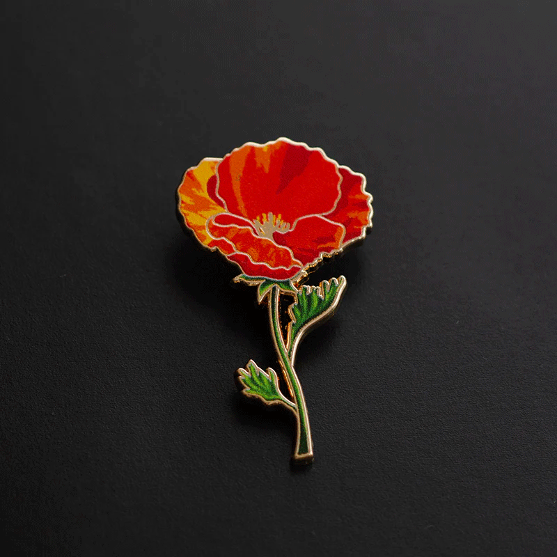 California Poppy Floral Enamel Pin