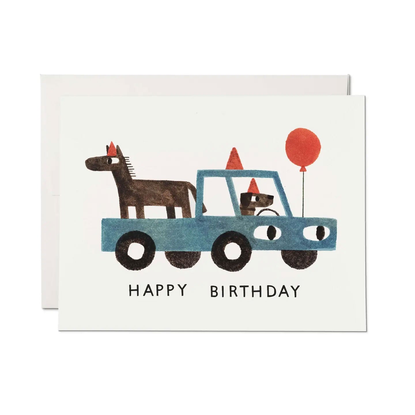 Farm Truck Red Balloon Birthday Card