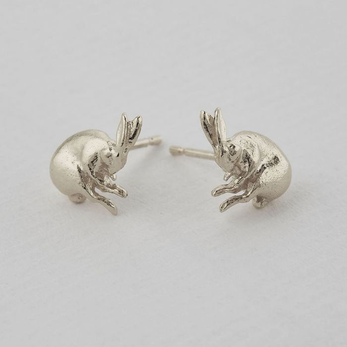 Sleeping Hare Stud Earrings by Alex Monroe