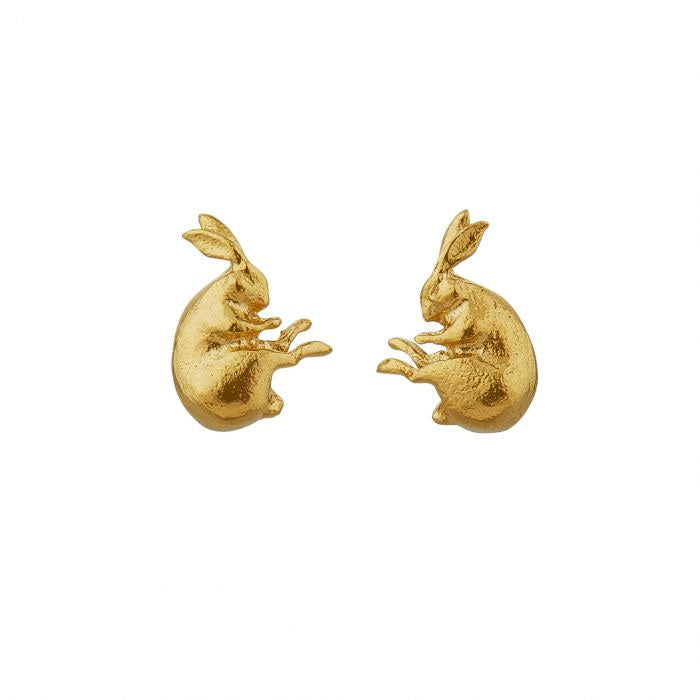 Sleeping Hare Stud Earrings by Alex Monroe