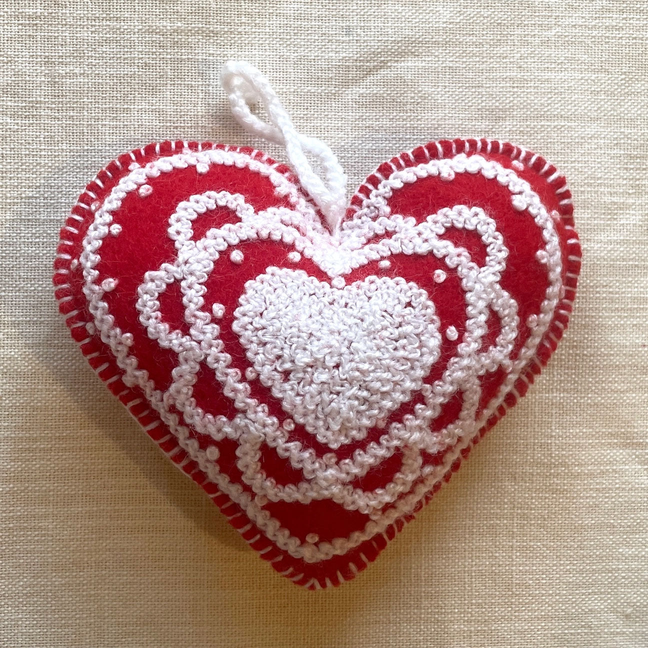 Embroidered Heart Ornament - Valentine's Edition