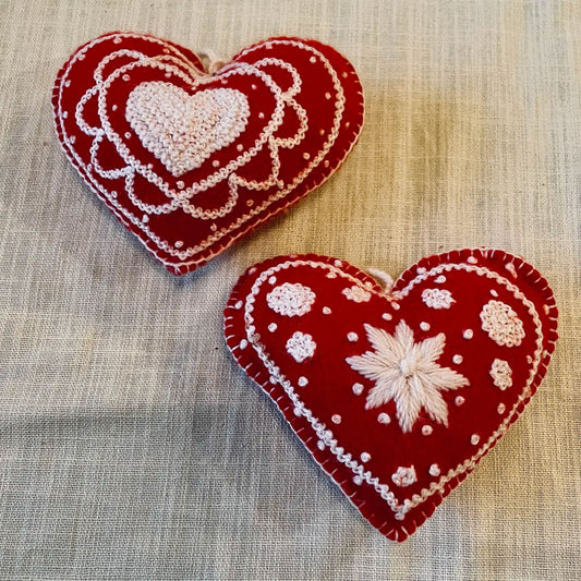 Embroidered Heart Ornament - Valentine's Edition