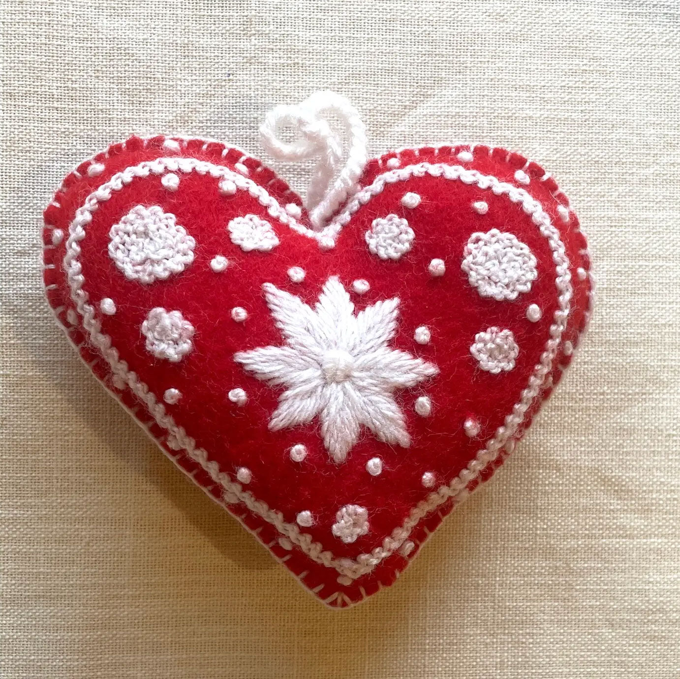 Embroidered Heart Ornament - Valentine's Edition