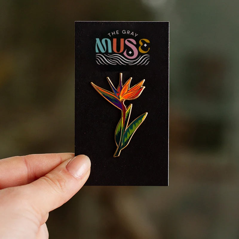 Bird of Paradise Floral Enamel Pin