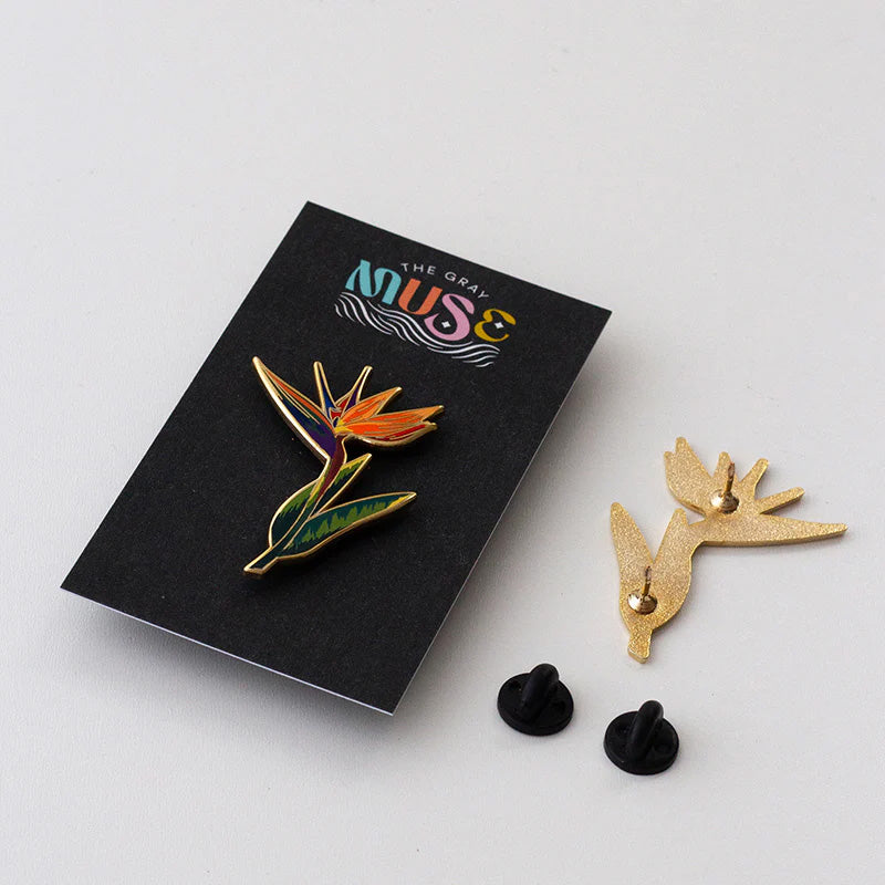 Bird of Paradise Floral Enamel Pin