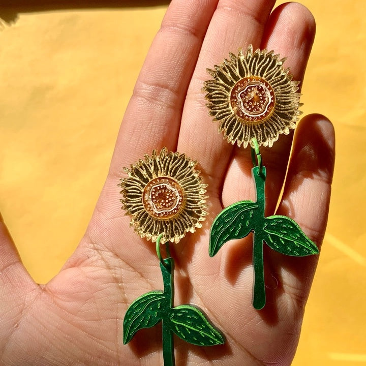 Sunflowers Acrylic Earrings by Not Picasso